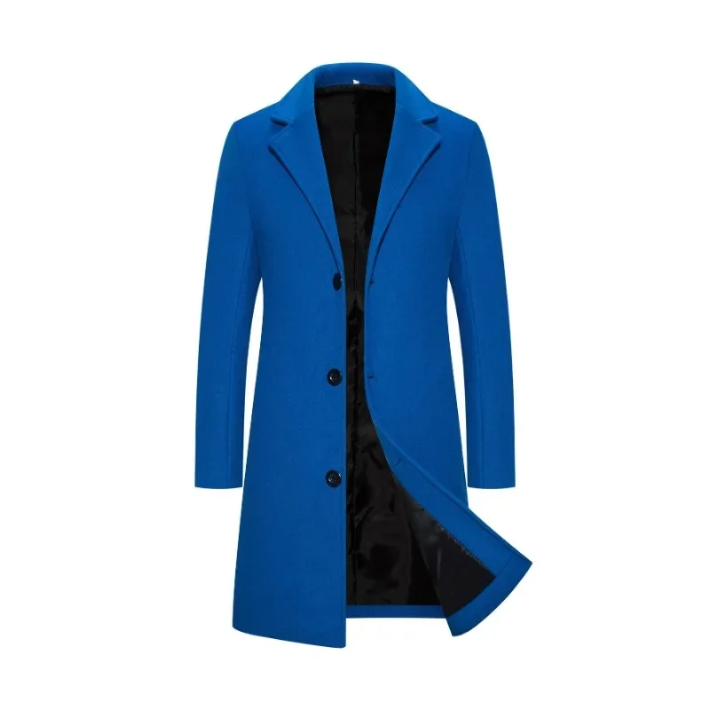 Top Trends: Men's Woolen Coat Jacket Long Cotton Casual Windbreaker Single Breasted Lapel Overcoat Plus Size Fashion Wool Blend Color Coats Shoppable Styles - Image 3