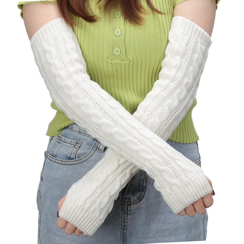 Top Trends: Women Long Knit Fingerless Gloves Winter Fashion Arm Wrist Sleeve Casual Soft Warmer Girl Elbow Mittens Punk Gothic Black Gloves Shoppable Styles