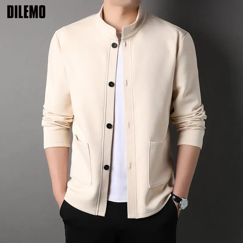 Top Trends: Top Grade New Brand Designer Casual Fashion Men Jacket Stand Collar Single Breasted Windbreaker Coats Korean Style Men Clothing Shoppable Styles