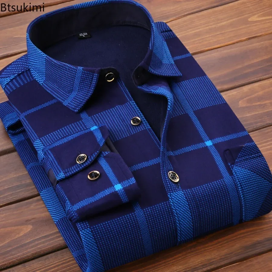 Top Trends: 2024 Men&#039;s Casual Thick Warm Plaid Long Sleeve Shirts Autumn Winter Fashion Shirt For Men Formal Business Office Shirts Camisas Shoppable Styles