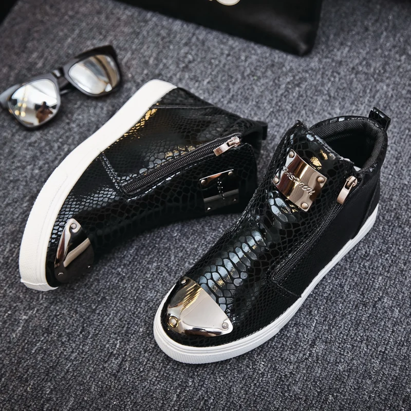 Top Trends: Black Leather Designer Sneakers Men Superstar Shoes Casual High Top Trainer Mens Vulcanized Sneakers Zip Street Hip Hop Shoes Shoppable Styles