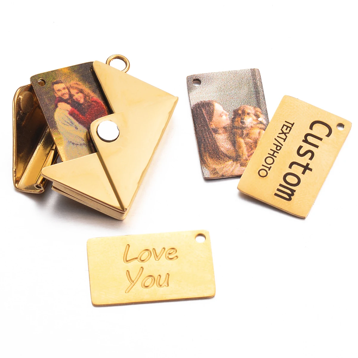 Top Trends: Love Letter Envelope Pendant Customized Stainless Steel Love You For Valentine Mother Day Gift Jewelry Accessories NO CHAIN Shoppable Styles