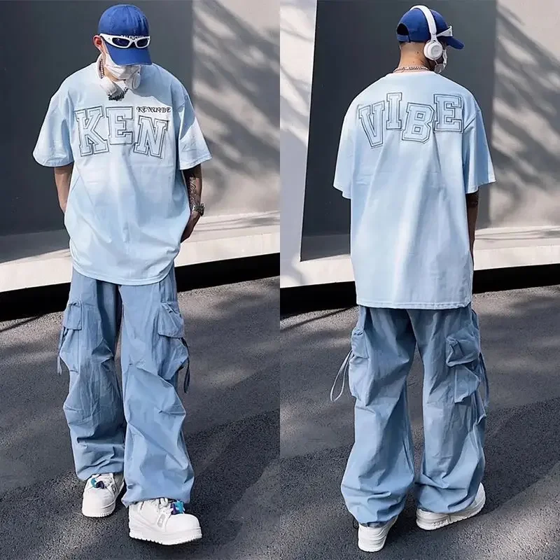 Top Trends: HOUZHOU Y2K Cargo Pants For Men Hip Hop Harajuku Parachute Cargo Trousers Male Blue Japanese Loose Casual Streetwear Hip Hop Shoppable Styles