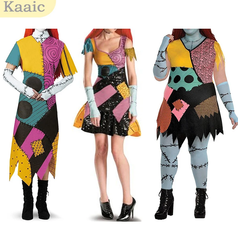 Top Trends: Halloween Costume Women Cosplay Sally Dress Movie Christmas Short Sleeve Skirt Skeleton Zombie Ghos Horror Shoppable Styles