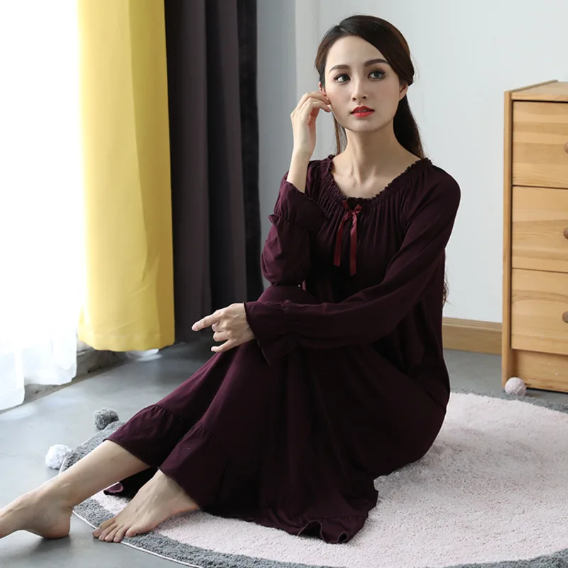 Top Trends: Spring Modal Nightgown Women O-Neck Soft Long Sleeve Nightdress Breathable Princess Sleepdress Home Clothes Sleepwear Plus Size Shoppable Styles