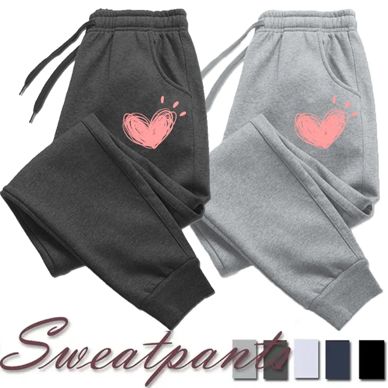 Top Trends: Women Cute Heart Printed Sweatpants Autumn Winter Cotton Long Pants Jogger Trousers Casual Sports Fitness Women Sweat Pants Shoppable Styles