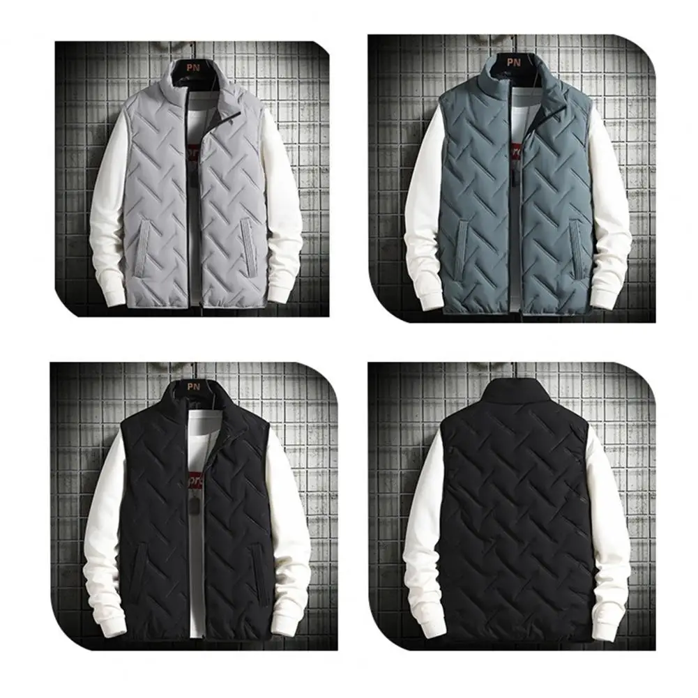 Top Trends: Men Vest Thickened Stand Collar Vest Coat For Men Winter Warm Jacket With Zipper Solid Color Cotton-padded Comfort Men Jacket Shoppable Styles