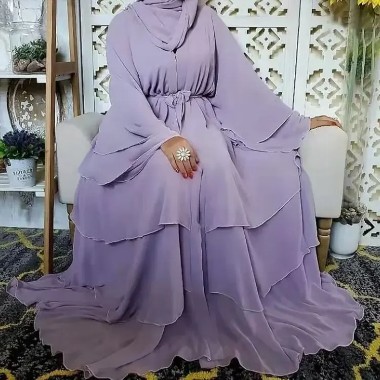 Top Trends: Solid Chiffon Open Abaya Kimono Kaftan Turkey Muslim Fashion Hijab Dress Ramadan Abayas For Women Dubai Caftan Islamic Clothing Shoppable Styles