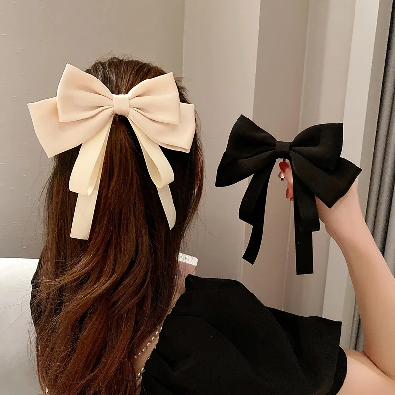 Top Trends: The New Big Bow Hairpin Double Ribbon Barrette Satin Ponytail Holder Hair Hook Women Girls Hairgrip Hair Accessories Heawear Shoppable Styles