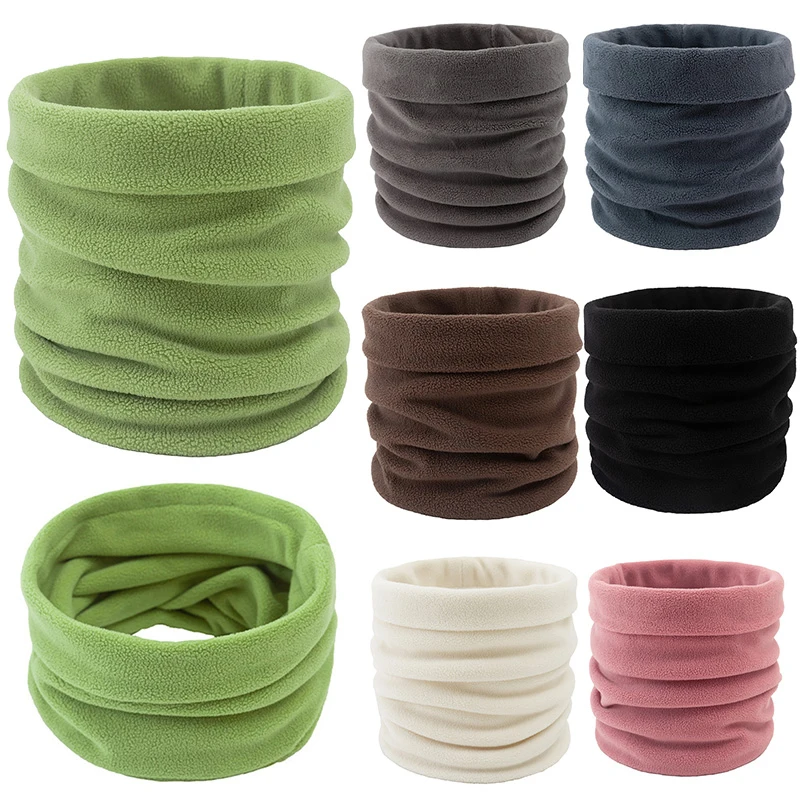 Top Trends: 2022 New Warm Fleece Scarf Solid Color Cashmere Winter Scarf Outdoor Snood Scarves Women Men Wool Plush Thick Neck Scarfs Ring Shoppable Styles