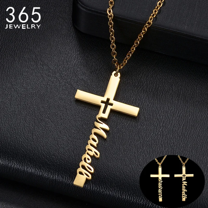 Top Trends: Custom Name Necklace Cross Customized Chains Stainless Steel Pendant Jewelry For Women Personalized Birthday Gift Accessories Shoppable Styles