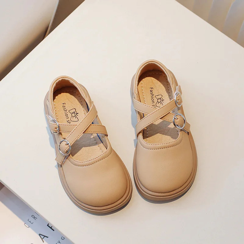 Top Trends: Girls Little Leather Shoes Children Fashion Single Shoes 3-12Year Old Kids Princess Shoes Black Beige Khaki Chaussure Fille Shoppable Styles - Image 5