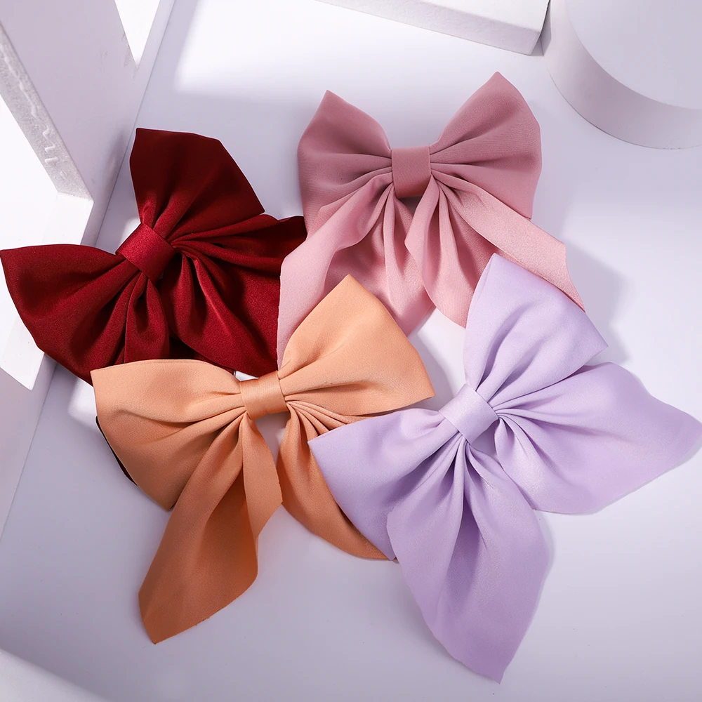 Top Trends: Korean Big Hair Bow Ties Hair Clips Satin Two Layer Butterfly Bow For Women Bowknot Hairpins Trendy Hairpin Girl Hair Accessorie Shoppable Styles