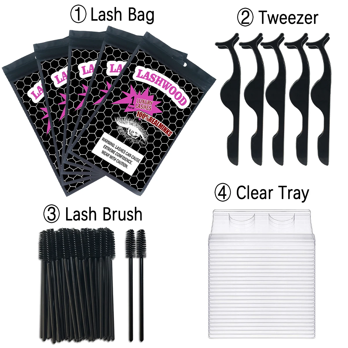 Top Trends: Wholesale Lashwood Eyelash Packaging Bag With Lash Trays Brush Tweezers Applicator Natural Mink Lashes Package Custom Logo Bulk Shoppable Styles