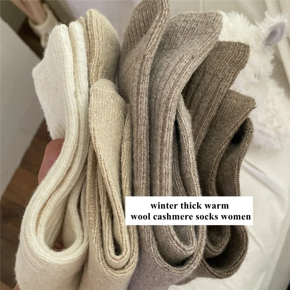 Top Trends: 5%Wool Cashmere Thermal Long Sock For Women Homewear Sleeping Thicken Warm Crew Socks Women Socks Autumn Winter Calcetines Mujer Shoppable Styles