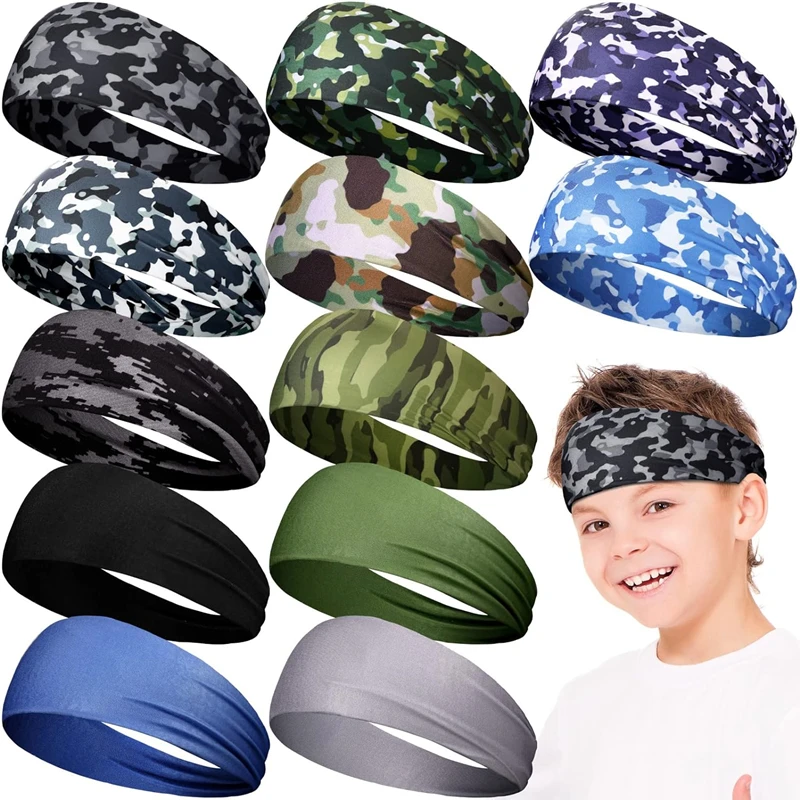 Top Trends: Boys Girls Headbands Kids Sports Sweatbands Camo Elastic Athletic Wicking Hairbands Football Soccer Workout Running Headwrap Shoppable Styles