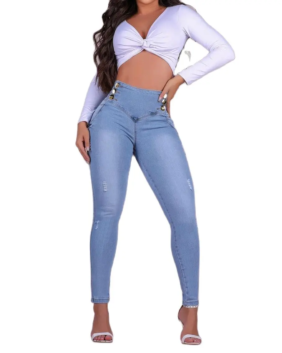 Top Trends: Hip Lift Waist Sculpting Pants High-waisted Double-button Skinny Jeans High Stretch Shapewear Pants For Women Shoppable Styles