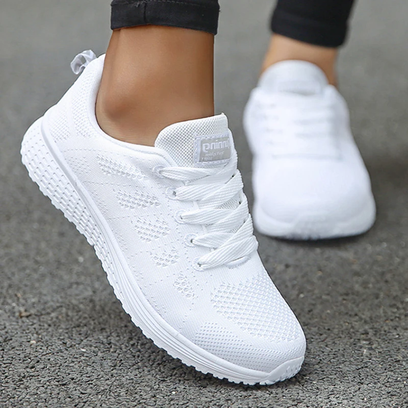 Top Trends: Women Casual Shoes Fashion Breathable Walking Mesh Flat Shoes Sneakers Women 2022 Gym Vulcanized Shoes White Female Footwear Shoppable Styles