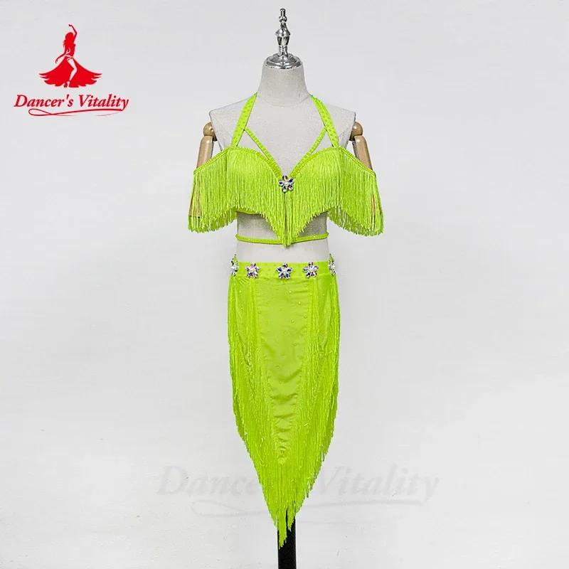 Top Trends: Belly Dance Female Child Adult Tassel Top Profession Custom High-End Diamond Bra Long Skirt Performance Practice Clothes Suit Shoppable Styles - Image 5