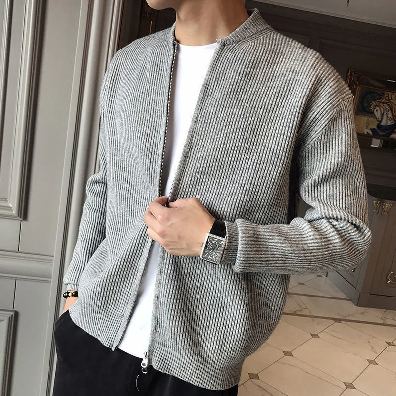 Top Trends: Autumn Winter Solid Color Japanese Zipper Casual Sweaters Man Long Sleeve Loose Fashion Streetwear Clothes Chic Male Cardigan Shoppable Styles - Image 3