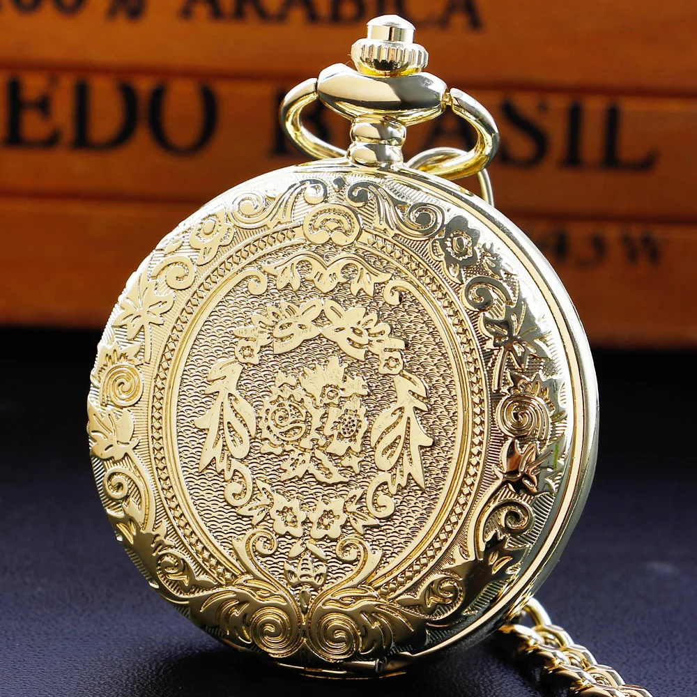 Top Trends: Vintage Gold Luxury Quartz Pocket Watch Women's Men Necklace Minimalism Personalised Pocket FOB Watch Unique Gifts Reloj Hombre Shoppable Styles