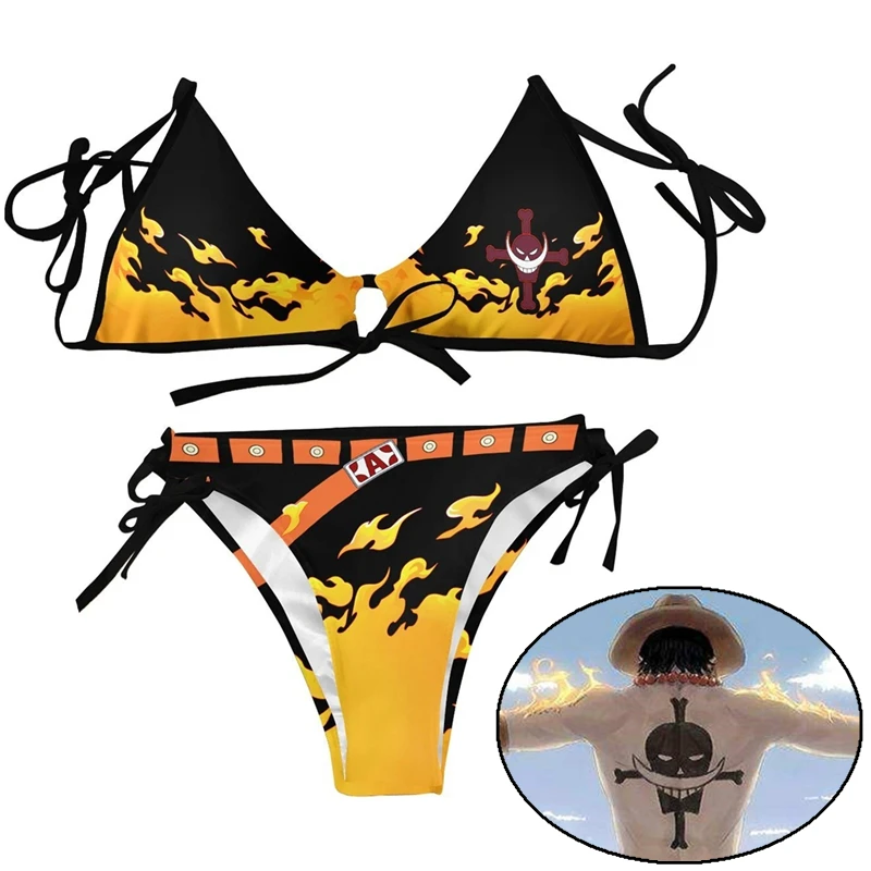 Top Trends: Anime Portgas·D· Ace Swimsuit Bikini Cosplay Costume Women Sexy Summer Swimwear Outfits Halloween Party Suit Shoppable Styles