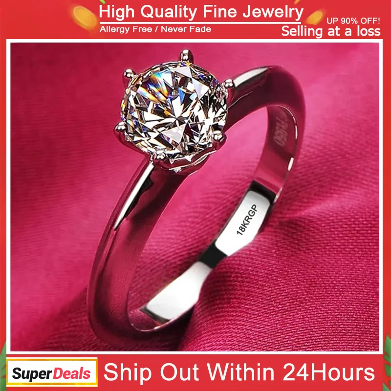 Top Trends: Never Fade White Gold Color Rings Women High Quality Zircon Ring Original Tibetan Silver Wedding Band Bridal Jewelry Accessories Shoppable Styles