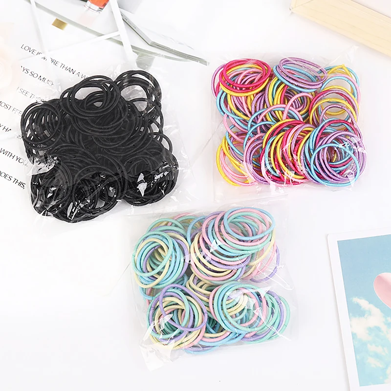 Top Trends: 100pcs / lot 3CM Hair Accessories Girls Rubber Bands Scrunchy Elastic Hair Bands Kids Baby Headband Decorations Ties Gum For Hair Shoppable Styles