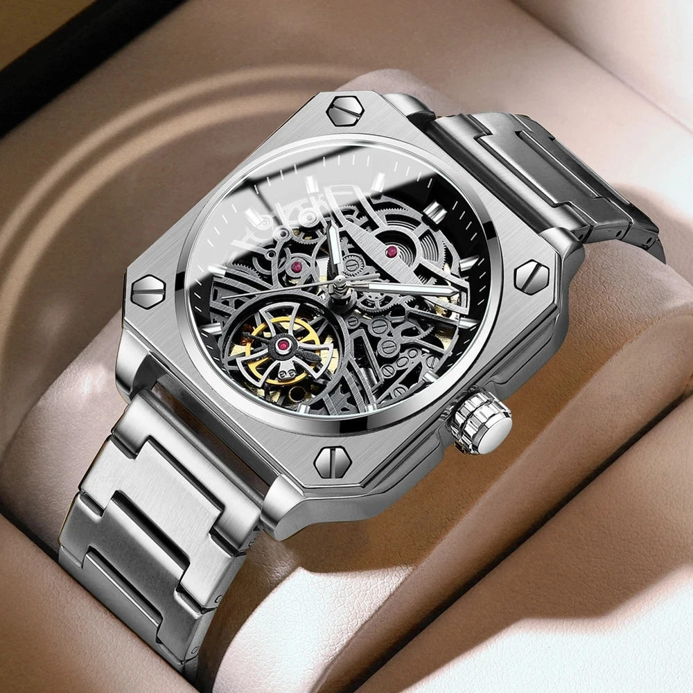 Top Trends: 2023 New BINBOND H1133 Tourbillon Mechanical Watch Men Automatic Steel Strap Skeleton Mens Watches Top Brand Luxury BOX Shoppable Styles