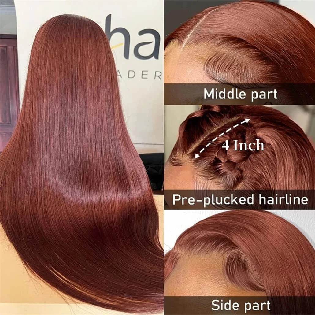 Top Trends: Reddish Brown Hd Lace Wig 13x6 Human Hair Pre Plucked 13x4 Straight Lace Front Human Hair Wig 4x4 Closure Frontal Wigs For Women Shoppable Styles - Image 4