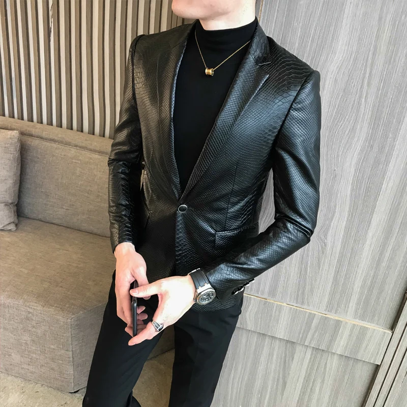 Top Trends: 2023 Brand Clothing Men's Spring Slim Casual Leather Jacket / Male Fashion High Quality Leather Blazers / Man Leisure Clothing 4XL Shoppable Styles - Image 2