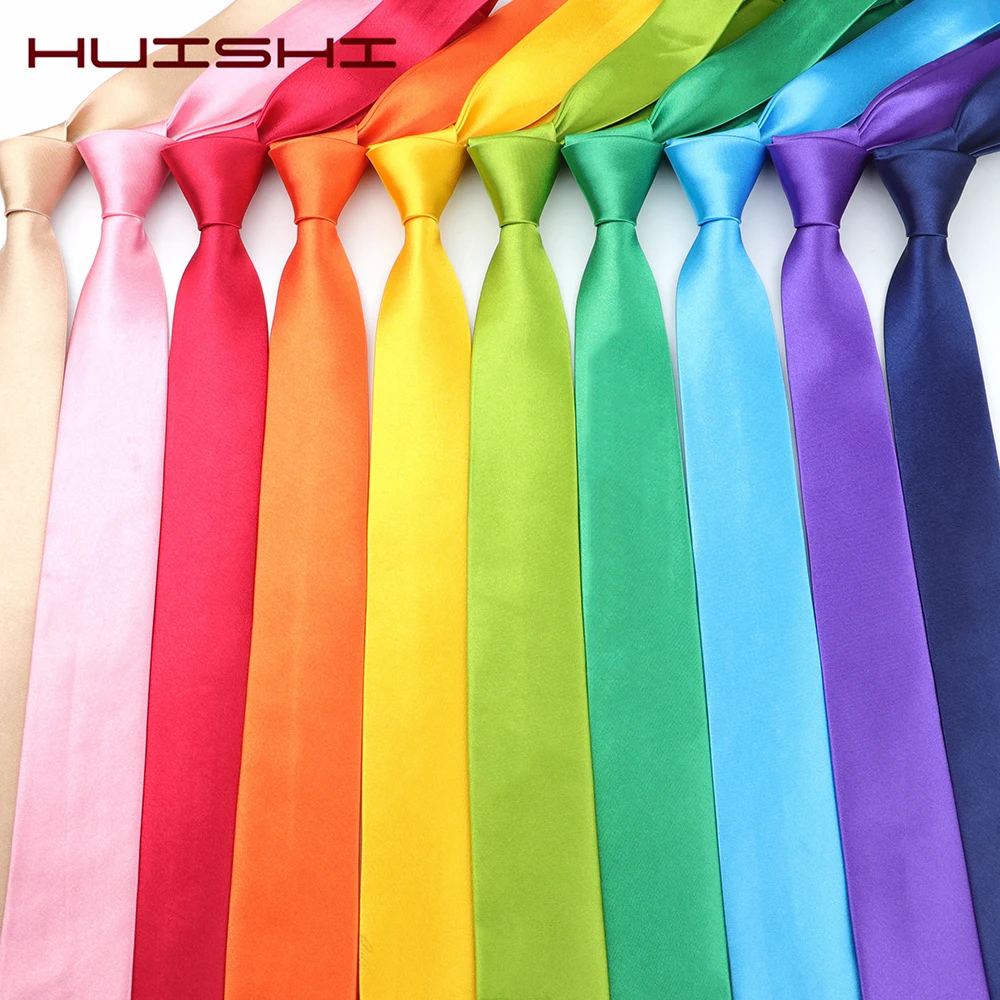 Top Trends: HUISHI Tie For Men 38 Solid Colors Slim Necktie Polyester Narrow Cravat Red Blue Formal Party Ties Fashion Daily Shirt Accessory Shoppable Styles