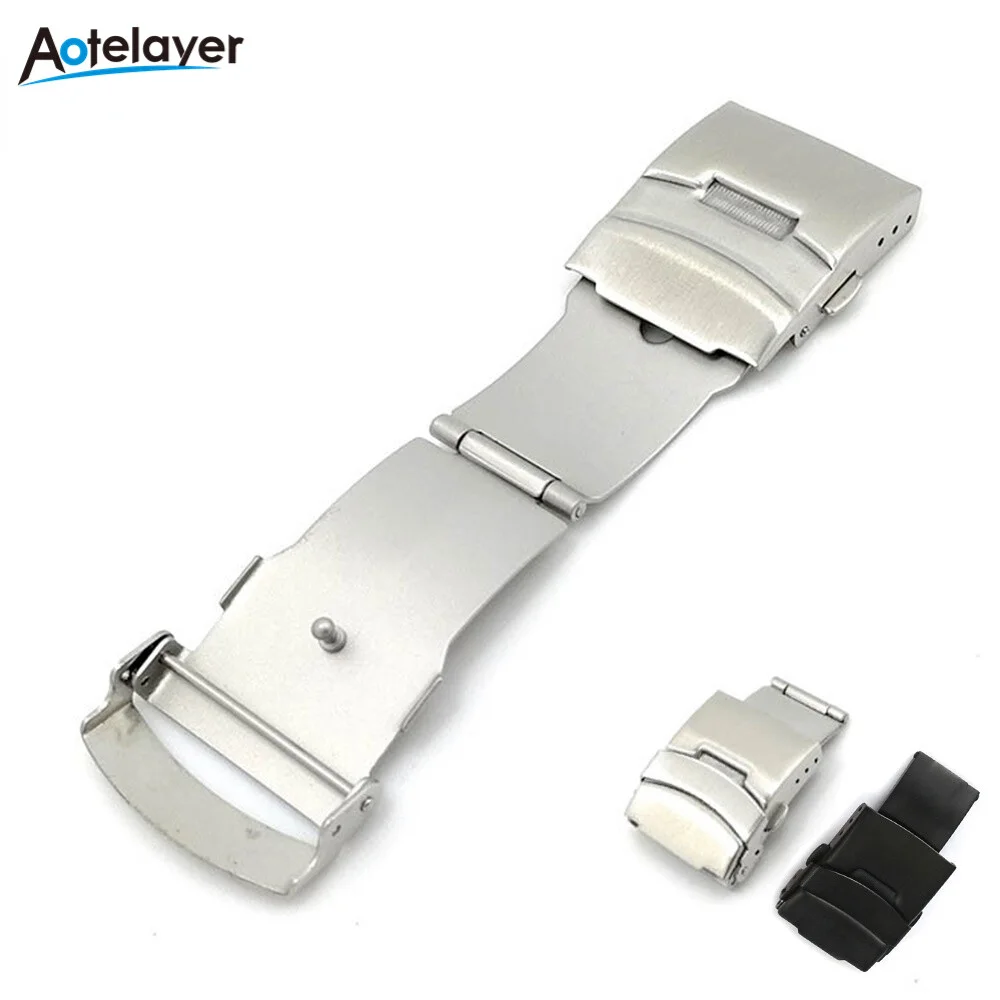 Top Trends: 16mm 18mm 20mm 22mm 24mm Stainless Steel Watch Band Pin Buckle For Watch Folding Buckle Double Press Silver Watch Accessories Shoppable Styles