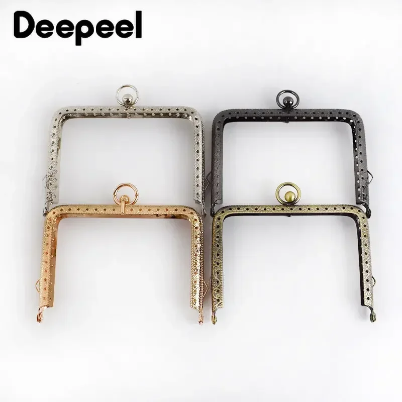 Top Trends: 10Pcs Deepeel 11 / 12 / 13CM Embossed Metal Square Bag Handles Sewing Brackets Purse Frame Kiss Clasp Luggage Hardware DIY Accessory Shoppable Styles