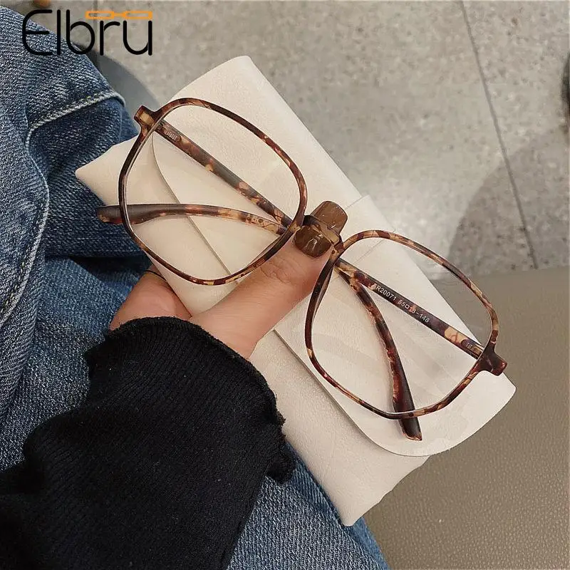 Top Trends: Elbru Anti Blue Light Finished Myopia Glasses Men Women Big Frame Transparent Shortsighted Eyewear Diopters 0-1.0-1.5-2.0 To-6.0 Shoppable Styles