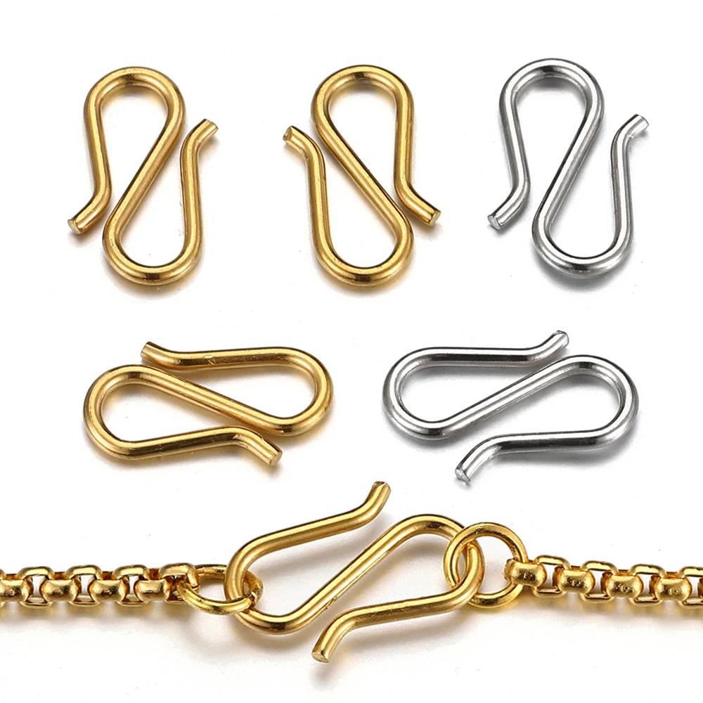 Top Trends: 20pcs Stainless Steel S Shape Clasps Gold Color DIY Necklace S Hooks Bracelets Connectors Jewelry Making Finding Wholesale Shoppable Styles