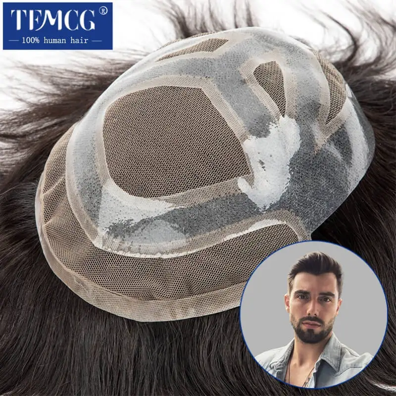 Top Trends: VERSALITE Male Hair Prosthesis Lace With Pu Breathable 100% Natural Human Hair Toupee Men Wig Exhuast Systems Wig For Men Shoppable Styles