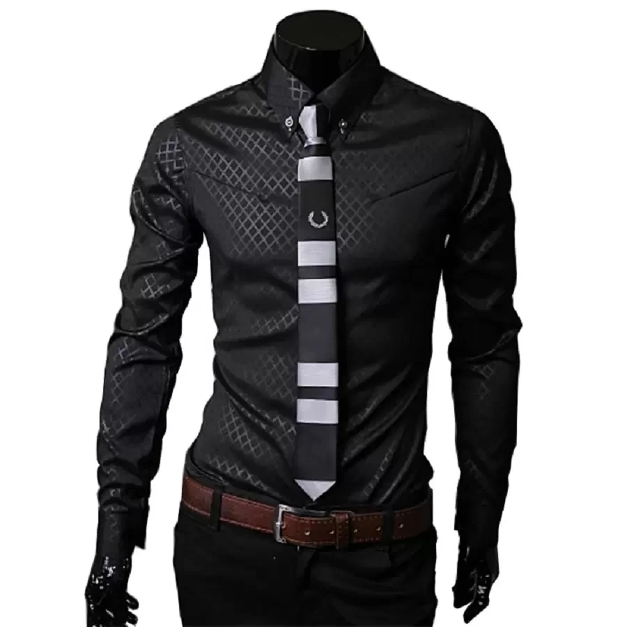 Top Trends: Men Plaid Shirts Brand New Mens Dress Shirts Long Sleeve Slim Casual Black White Social Male Clothes Chemise Homme Shirt S09 Shoppable Styles