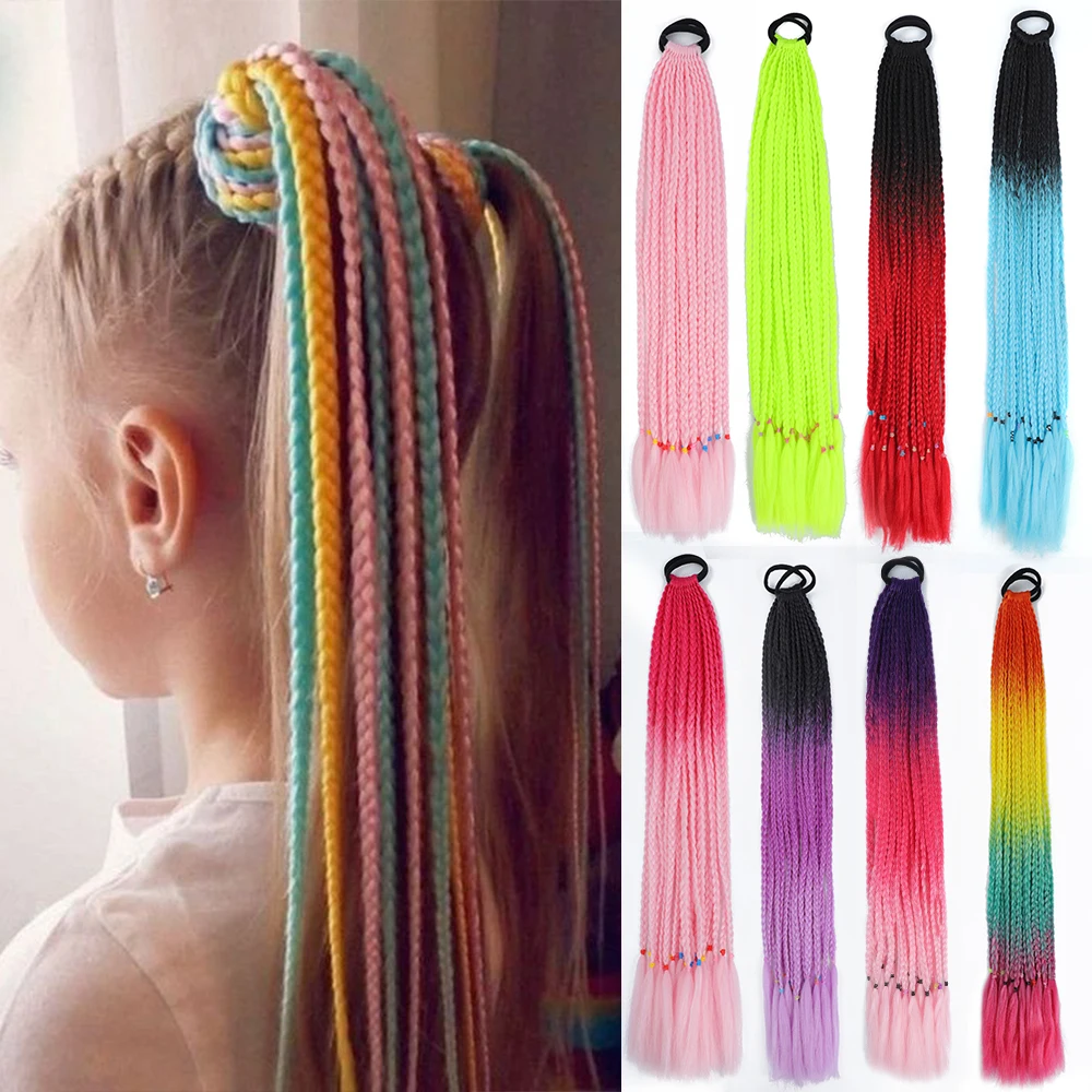 Top Trends: HAIRSTAR Synthetic Colored Braided Ponytail Hair Extension 60CM Elastic Rubber Band Braiding Ponytail Hair Extensions For Girls Shoppable Styles