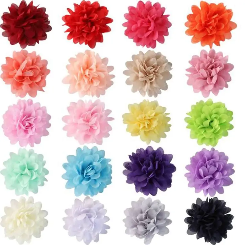 Top Trends: 10cm Satin Flower DIY Accessories For Hair Fabric Flowers Chiffon Flower Hair Accessories Head Wrap No Hair Clips Bow 10pcs / lot Shoppable Styles