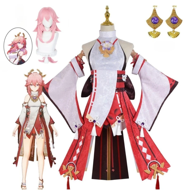 Top Trends: Genshin Impact Yae Miko Cosplay Costume Guuji Yae Fancy Outfits Guuji Full Set Guuji Yae Dress Headwear Game Suit Shoppable Styles