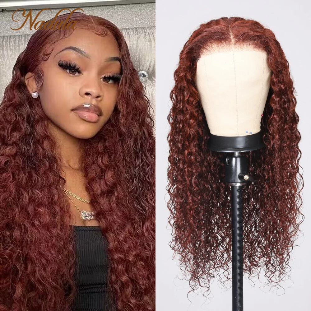 Top Trends: Nadula Hair Pre Cut 6X4.75 Lace Closure Wig Water Wave 3 Seconds Put On &amp; Go Glueless 33B Reddish Brown Color Lace Closure Wigs Shoppable Styles