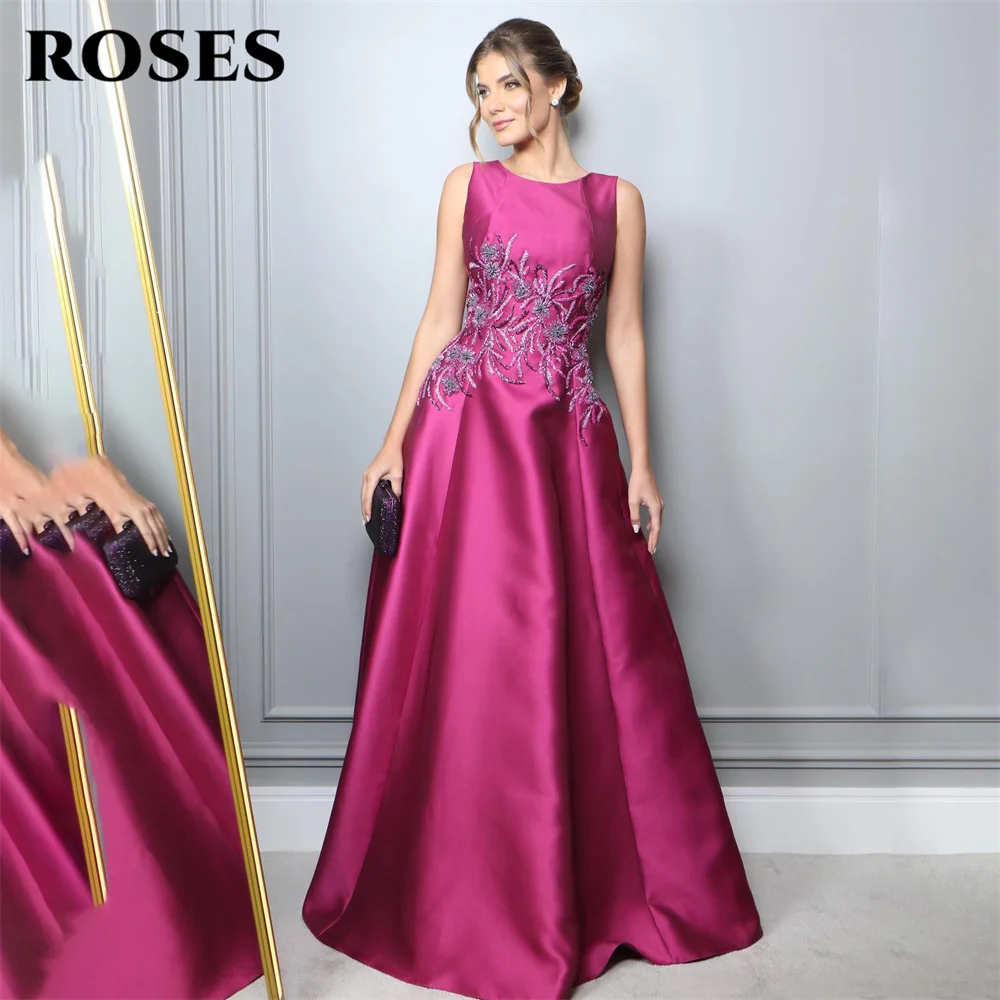 Top Trends: ROSES Fuchsia Stain Long Party Dresses A Line Vintage Night Dress Embroidery Sequin Beading Celebrity Dress Vestidos De Fiesta Shoppable Styles