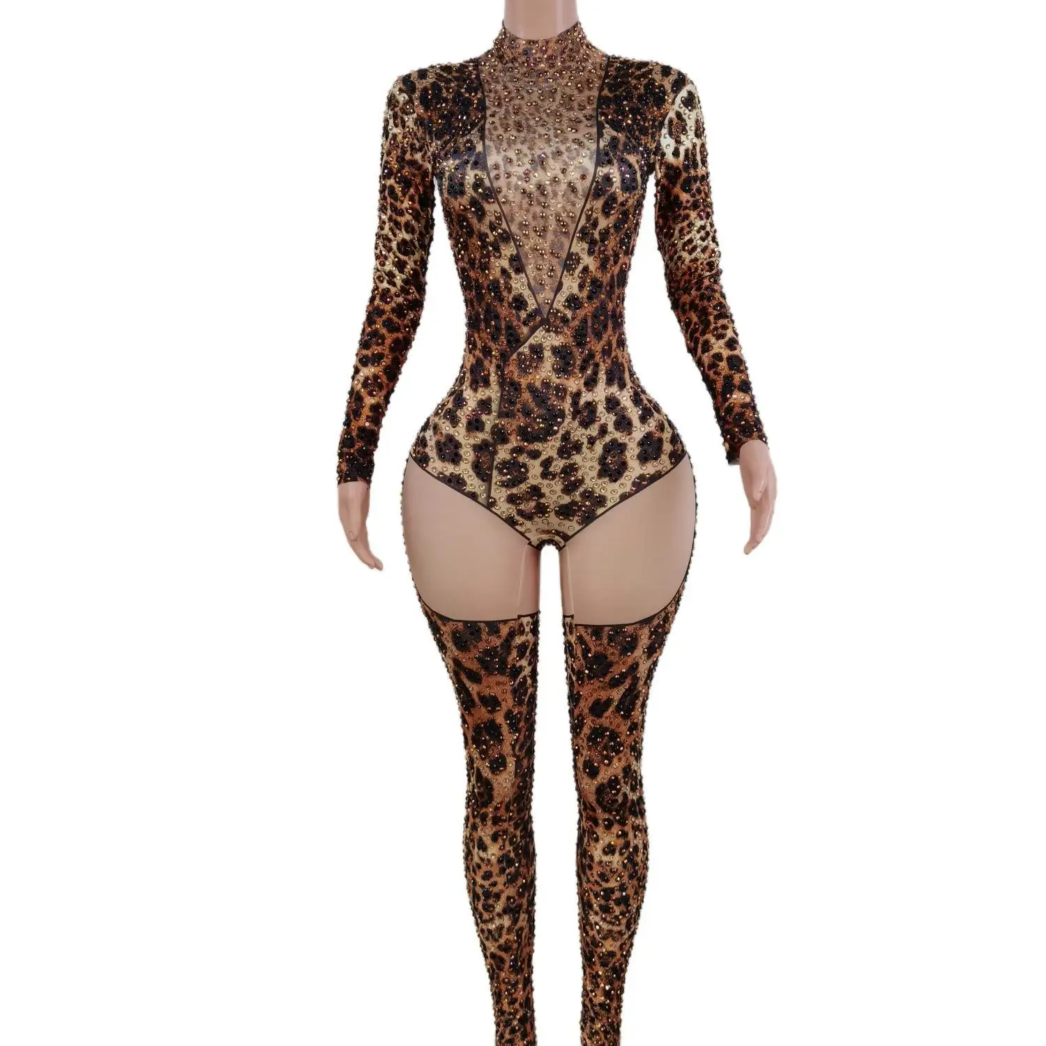 Top Trends: Streetwear Leopard Print Sexy Bodysuit Printed One Piece Outfit Woman Overall Long-sleeved Women's Jumpsuit X2206009 Shoppable Styles