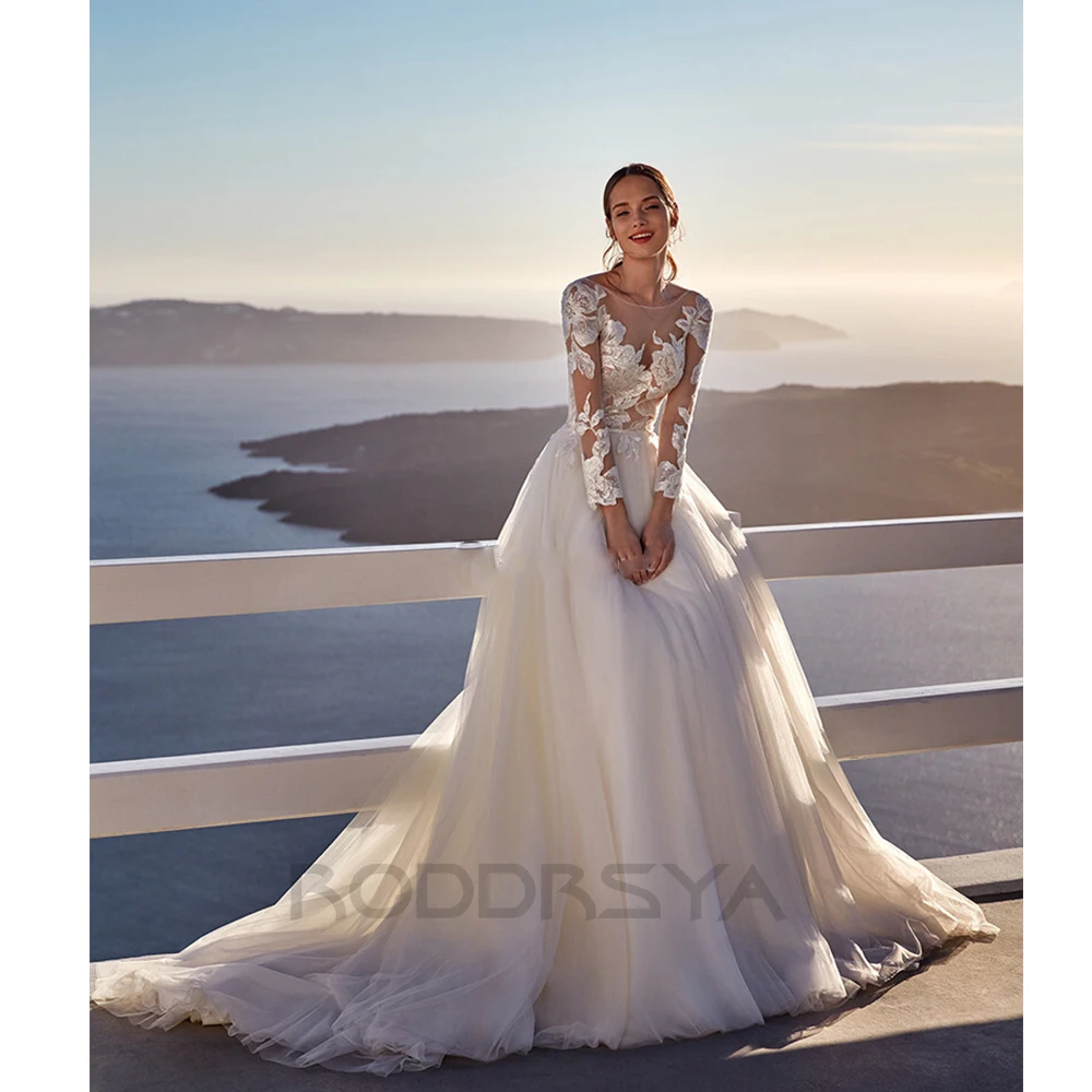 Top Trends: RODDRSYA Boho Elegant Wedding Dresses For Women 2023 Scoop Neck A-Line Appliques Illusion With Button Vestidos De Novia Tulle Shoppable Styles