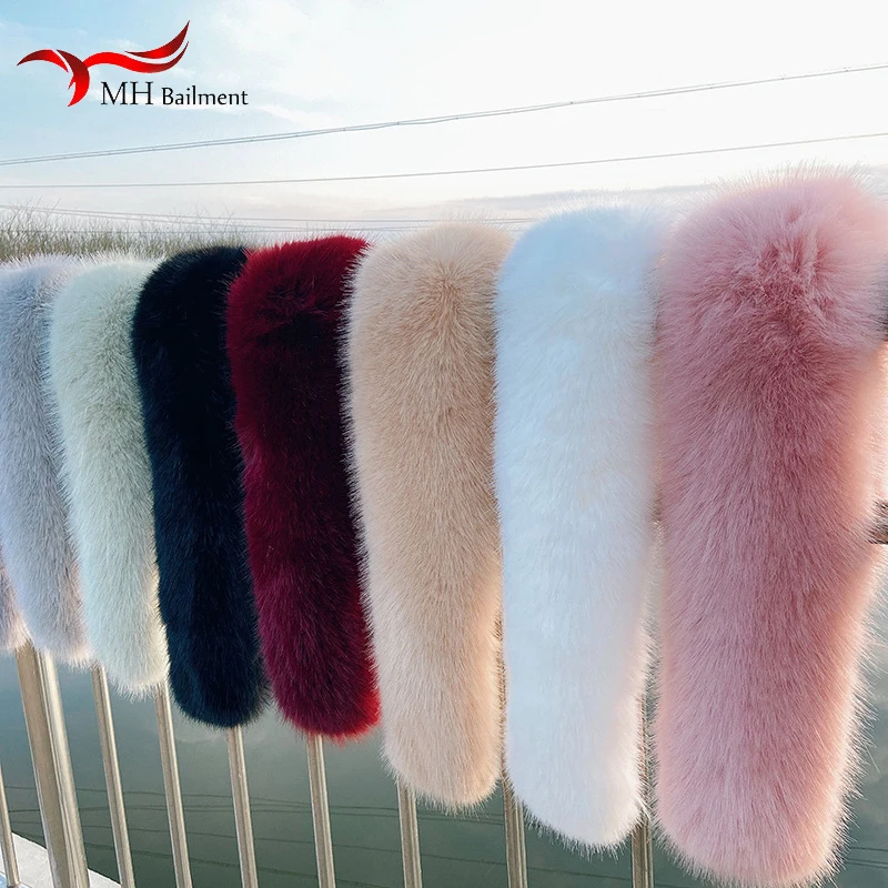 Top Trends: Women Scarf Winter Faux Fox Fur Collar Furry Warm Thicken Men Parka Coat Hood Fur Decor Fake Fur Shawl Luxury Scarves Fur Decor Shoppable Styles