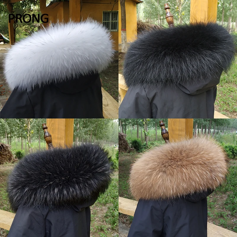 Top Trends: Real Raccoon Fur Collar For Winter Coat Hood Decor Furry Fur Collar Women Men Real Fur Shawl Luxury Warm Large Size Fur Scarf Shoppable Styles