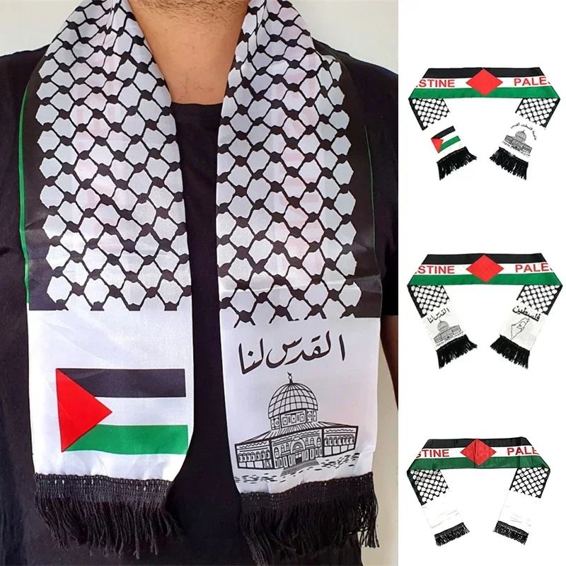 Top Trends: Aerlxemrbrae Palestine Flag Custom Scarf Palestine National Day 14*130cm Scarf Printing Satin Palestinian Flag Scarf Shoppable Styles