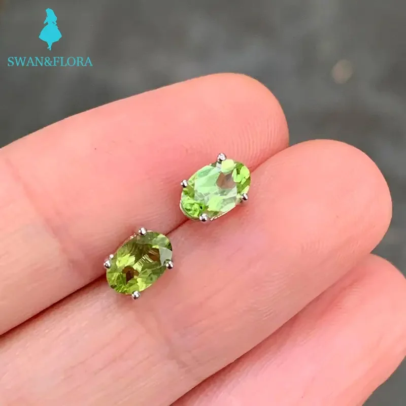 Top Trends: Natural Peridot 925 Sterling Silver Stud Earrings For Women Jewelry Gift Simple Peridot Jewelry Green Shoppable Styles - Image 5