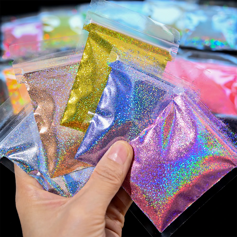 Top Trends: 10g / bag Rubbing Nail Powder Holographic Extra Fine Glitter Mirror Chrome Pigment Dust UV Gel Polish Nail Art Decoration Shoppable Styles